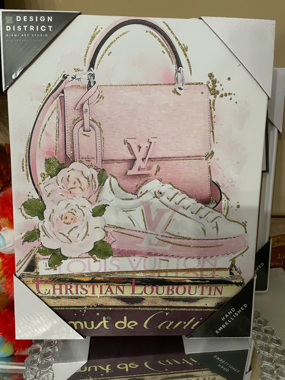 Luxury Pink Handbag & Sneaker Art Print - Designer-Wall Decor licensed - Picture 3 of 4